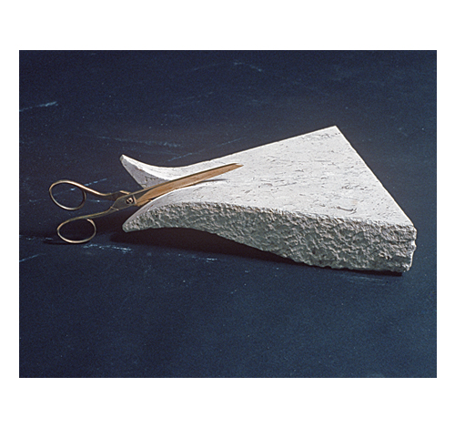 <div class='name'>Stone Scissors Paper</div class='name'><P>Portland Stone, Bronze <BR> 50cm <P> 1979